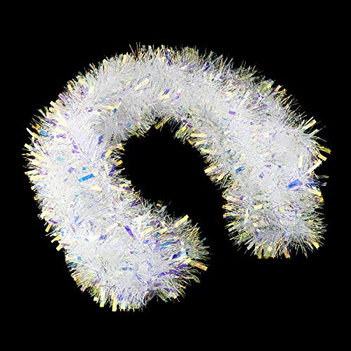 CCINEE Decora White Tinsel Garland for Christmas Tree Decorations Wedding Birthday Party Supplies 19 Feet - Image 3