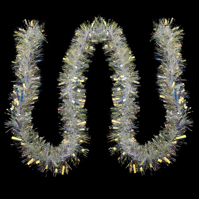 CCINEE Decora White Tinsel Garland for Christmas Tree Decorations Wedding Birthday Party Supplies 19 Feet - Image 2
