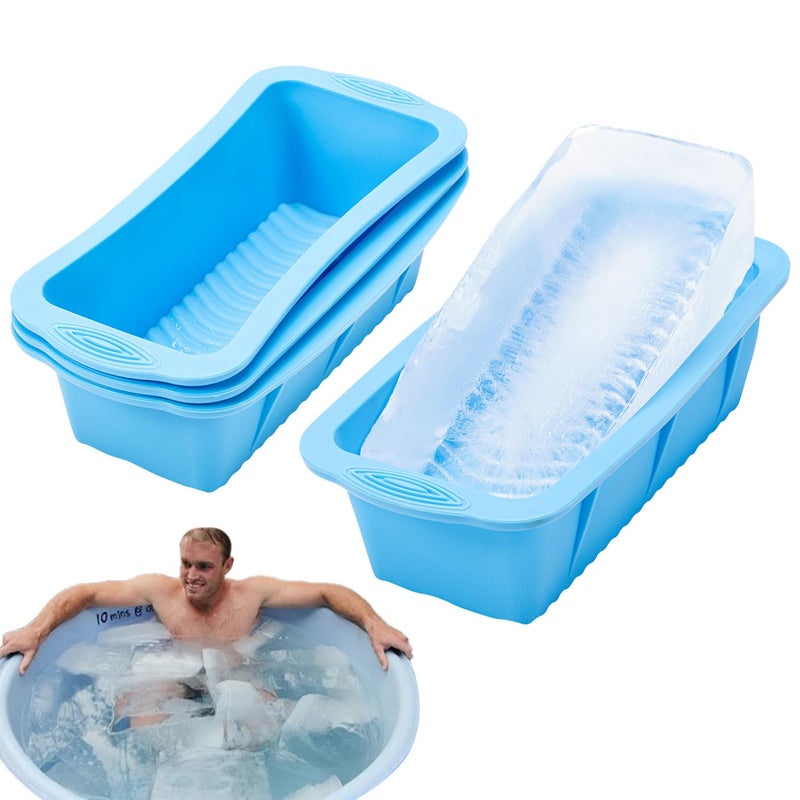 4 Pcs Large Ice Cube Tray Big Ice Cube Moulds for Freezer Easy Release Reusable Giant Trays Making 45 lbs Ice Cubes for Ice Bath Cold Plunge Tub or Coolers