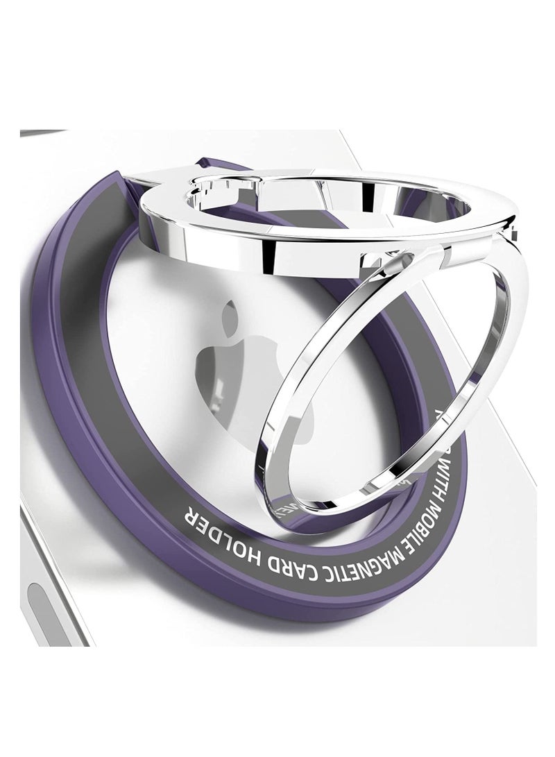 Excefore Magnetic Phone Ring Stand for MagSafe, Metal Adjustable Dual Ring Magnetic Phone Grip Holder, Compatible with iPhone 12/13/14 Series(Dark Purple) - Image 1