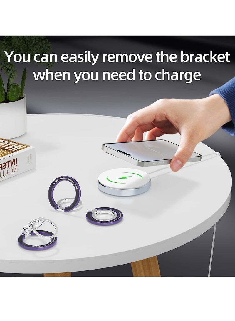 Excefore Magnetic Phone Ring Stand for MagSafe, Metal Adjustable Dual Ring Magnetic Phone Grip Holder, Compatible with iPhone 12/13/14 Series(Dark Purple) - Image 5