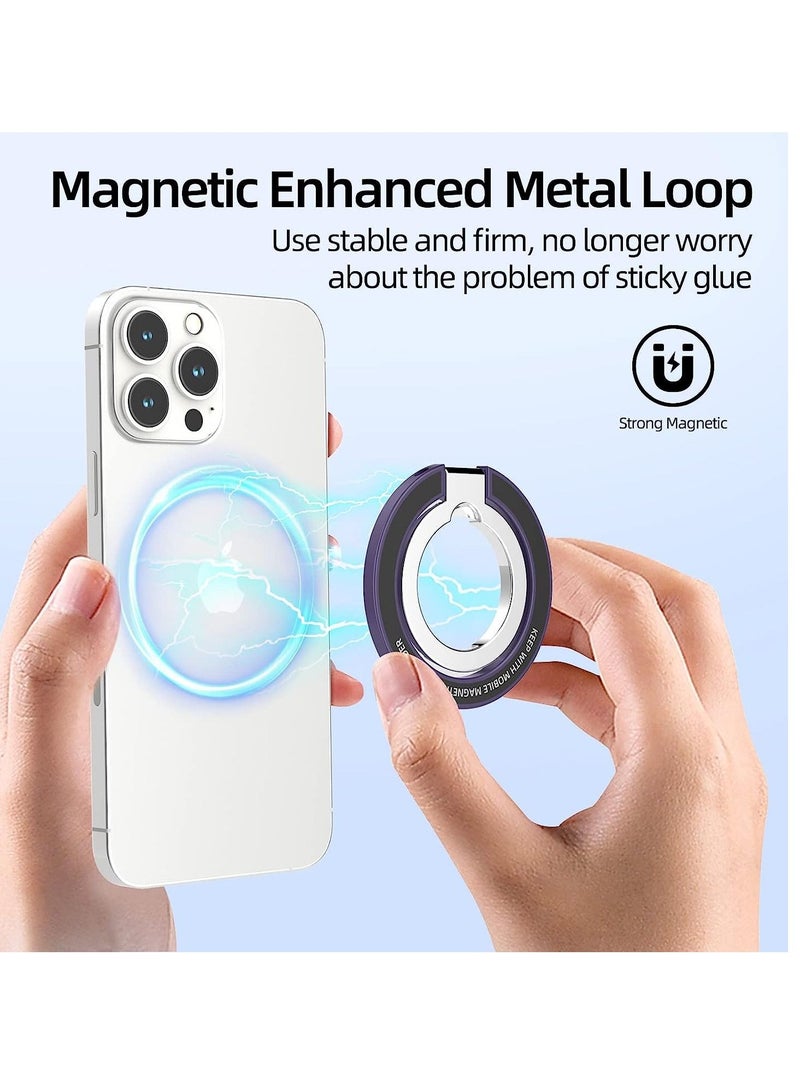 Excefore Magnetic Phone Ring Stand for MagSafe, Metal Adjustable Dual Ring Magnetic Phone Grip Holder, Compatible with iPhone 12/13/14 Series(Dark Purple) - Image 4