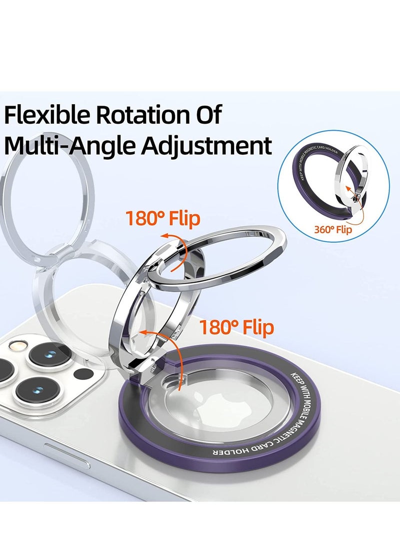 Excefore Magnetic Phone Ring Stand for MagSafe, Metal Adjustable Dual Ring Magnetic Phone Grip Holder, Compatible with iPhone 12/13/14 Series(Dark Purple) - Image 3