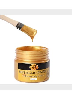 ASK VARK WALA ASK VARK WALA Acrylic Paint Metallic Gold Non Toxic Non Fading 50ml Gold Leaf Paint for Art Painting Handcrafts Ideal for Canvas Wood Clay Fabric Ceramic Gold 
