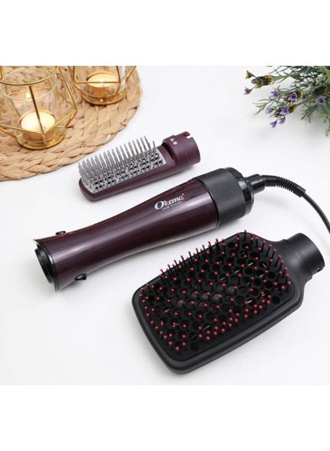 Okema Satin Hair Straightener Brush Black/Purple - Image 2