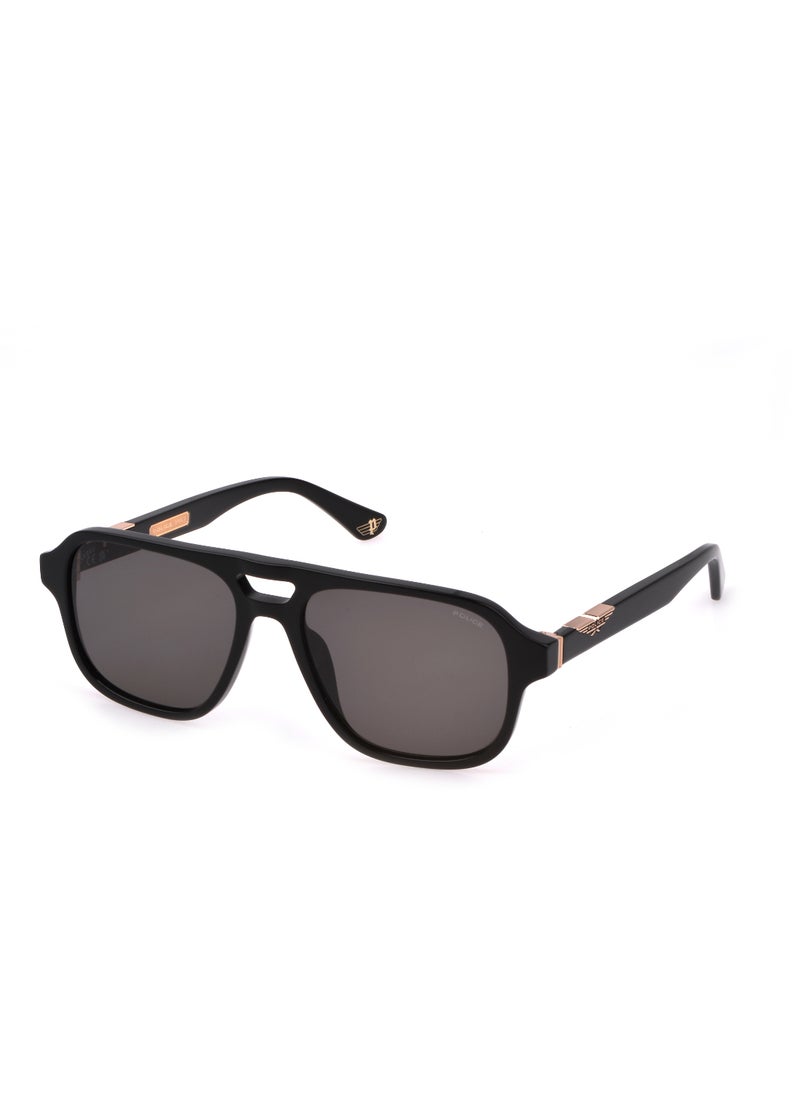 POLICE - Men's Navigator Shape Polarized Acetate Sunglasses SPLL83M56700P - Lens Size: 56 Mm - Shiny Black - Image 1