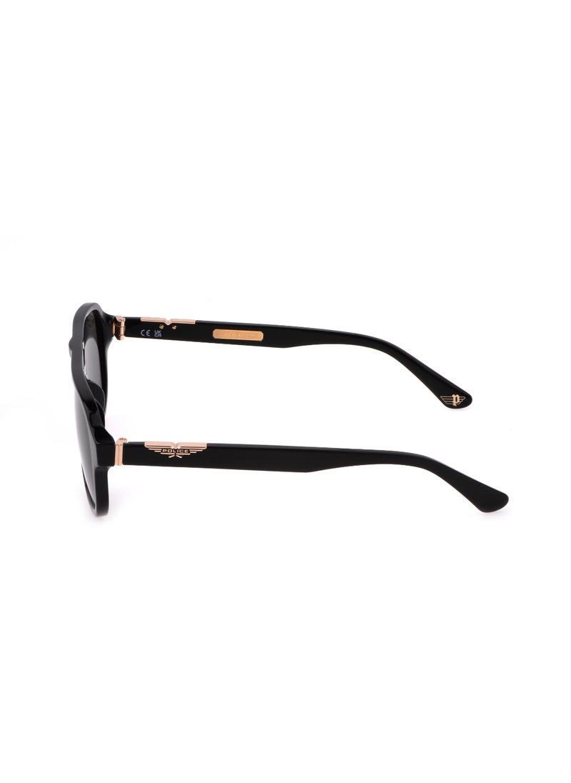 POLICE - Men's Navigator Shape Polarized Acetate Sunglasses SPLL83M56700P - Lens Size: 56 Mm - Shiny Black - Image 1