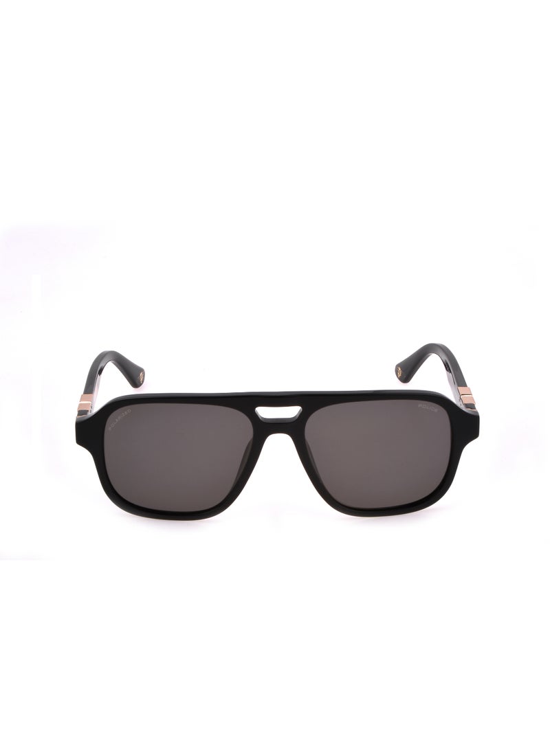 POLICE - Men's Navigator Shape Polarized Acetate Sunglasses SPLL83M56700P - Lens Size: 56 Mm - Shiny Black - Image 1