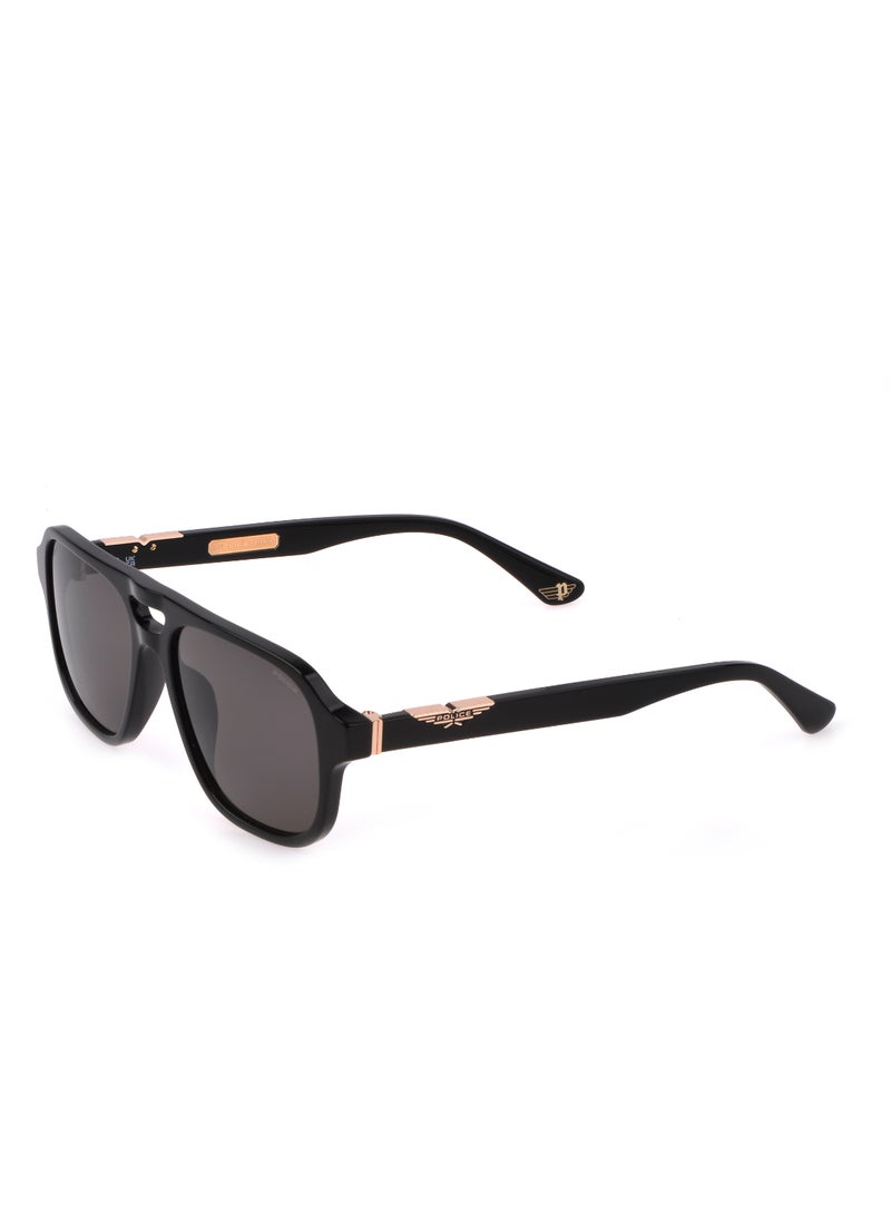 POLICE - Men's Navigator Shape Polarized Acetate Sunglasses SPLL83M56700P - Lens Size: 56 Mm - Shiny Black - Image 1