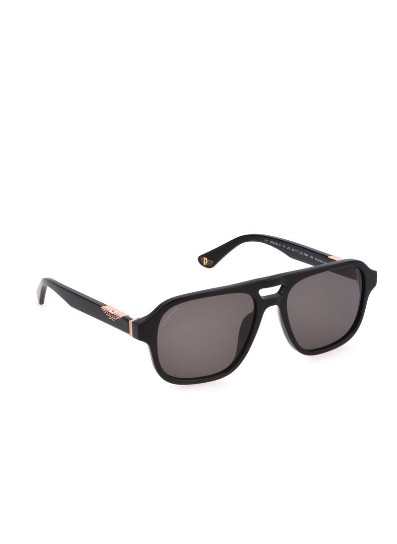 POLICE - Men's Navigator Shape Polarized Acetate Sunglasses SPLL83M56700P - Lens Size: 56 Mm - Shiny Black - Image 1
