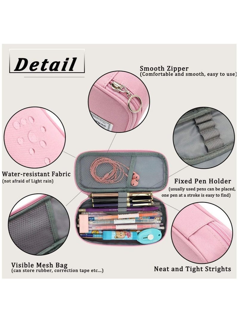 VUCATIN Pencil Case, Multi- Slot Pencil Pouch Large Capacity Pencil Bag for Kids Oxford Cloth Stationery Storage Box Fruit Pencil Case (Pink Peach)  - Image 2