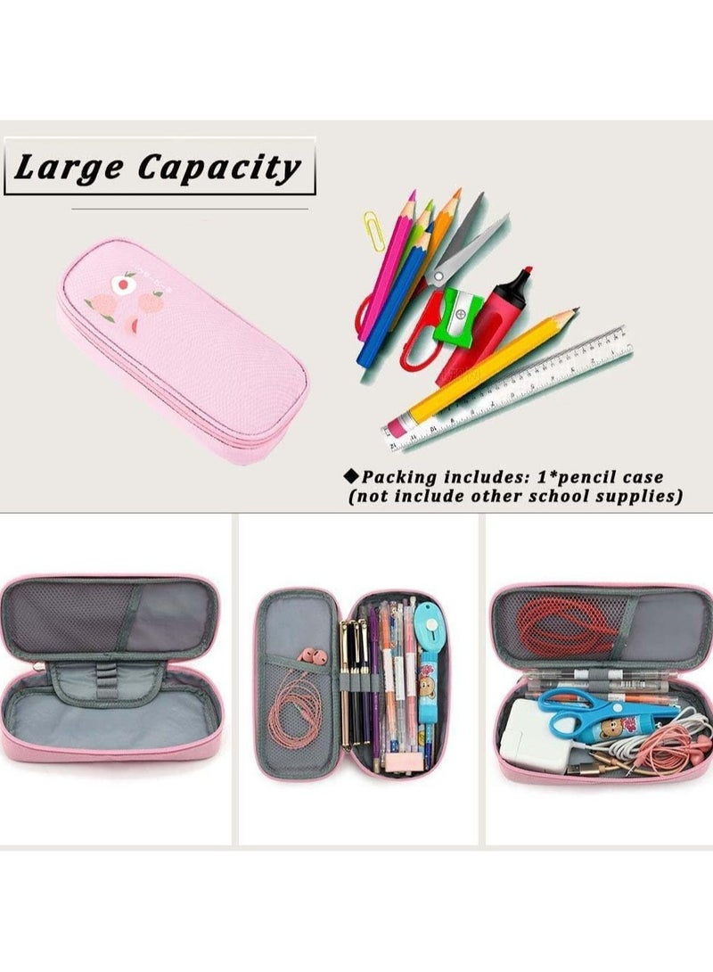 VUCATIN Pencil Case, Multi- Slot Pencil Pouch Large Capacity Pencil Bag for Kids Oxford Cloth Stationery Storage Box Fruit Pencil Case (Pink Peach)  - Image 4