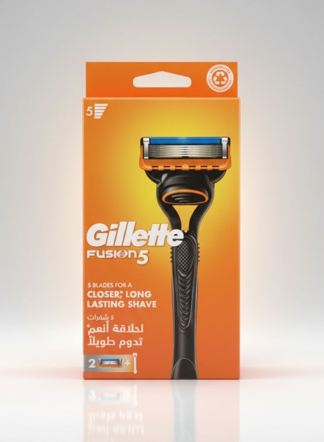ماكينة حلاقة جيليت فيوجن للرجال مع شفرتين لحلاقة ناعمة ومريحة - Image 1