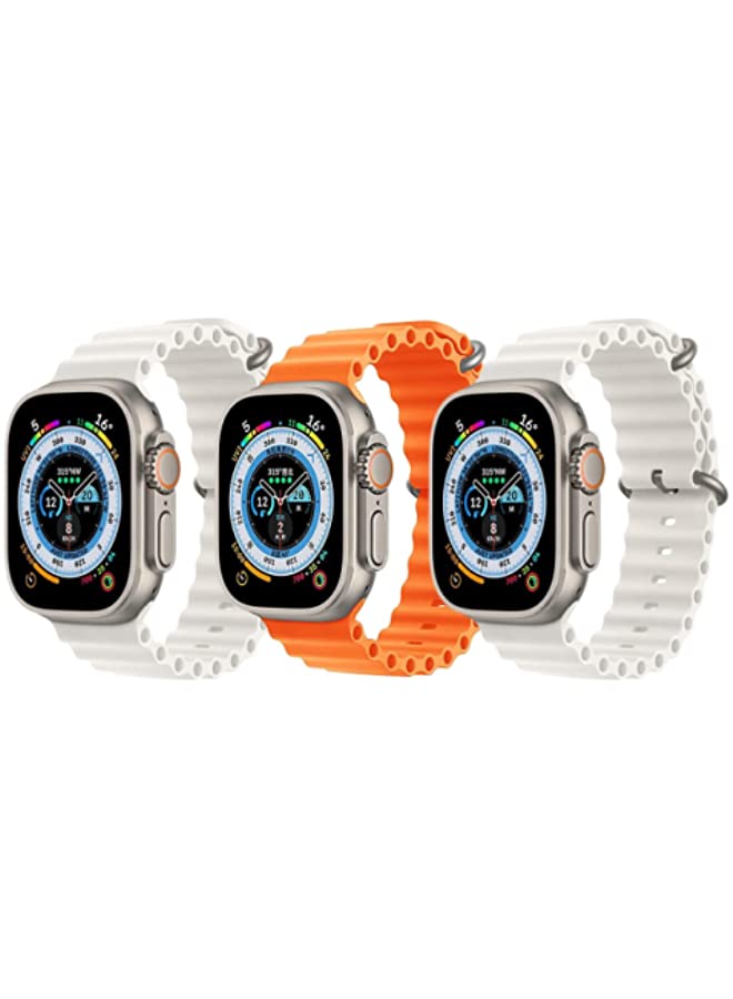 IAF Silicone Ocean Band Strap for Apple Watch 38/40/41mm Snow White/Orange/Snow White Set of 3