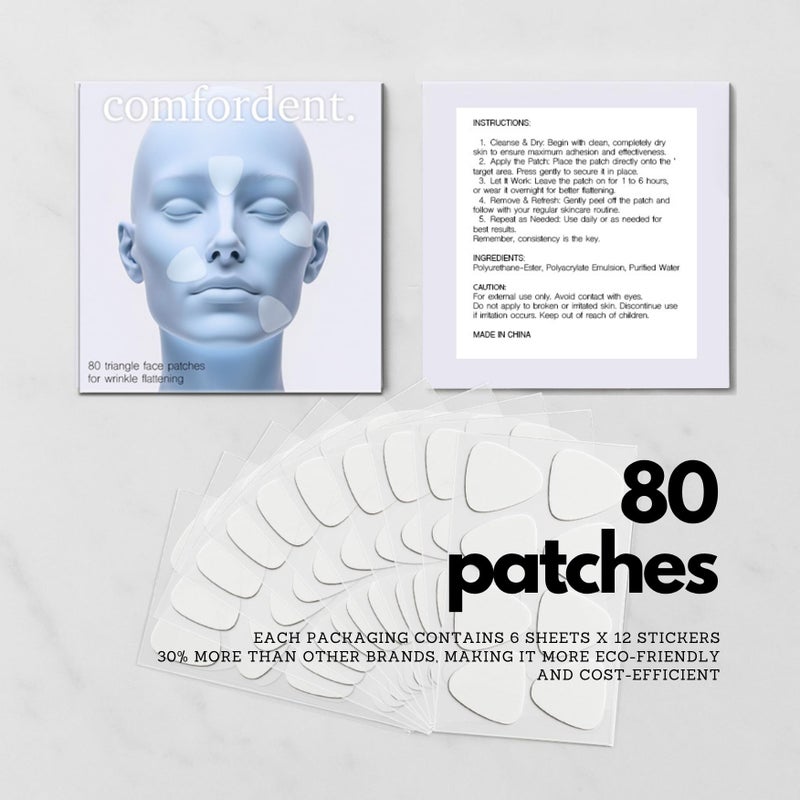 Comfordent Triangle Wrinkle Patches â€“ 80 Tapes for Overnight Fine Line Appearance Smoothing - Image 2