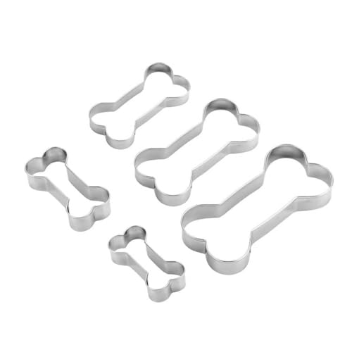 Mr Cookie MrCookie Dog Bone Cookie Cutters Set,Stainless Steel Sandwiches Cutters Biscuit Molds for Kids,5pcs Sturdy Cutters for Cookies,Sandwiches,Small to Large Size of 2.32'',2.99'',3.88'',4.17'',4.8'' - Image 1