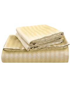 Blueberry Cotton King Striped Fitted Elastic Pack of 3 Bedsheet 200x200+20cm  - Image 1