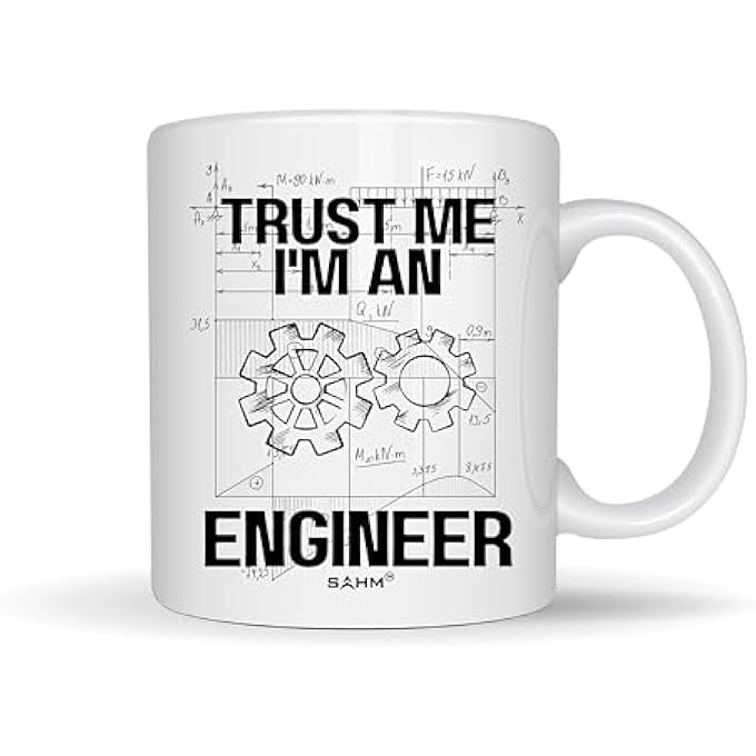 سهم كوب قهوة "مهندس مضحك" - فكرة هدية "ثق بي أنا مهندس" - كوب سيراميك سعة 11 أونصة معبأ في صندوق هدايا - Image 1