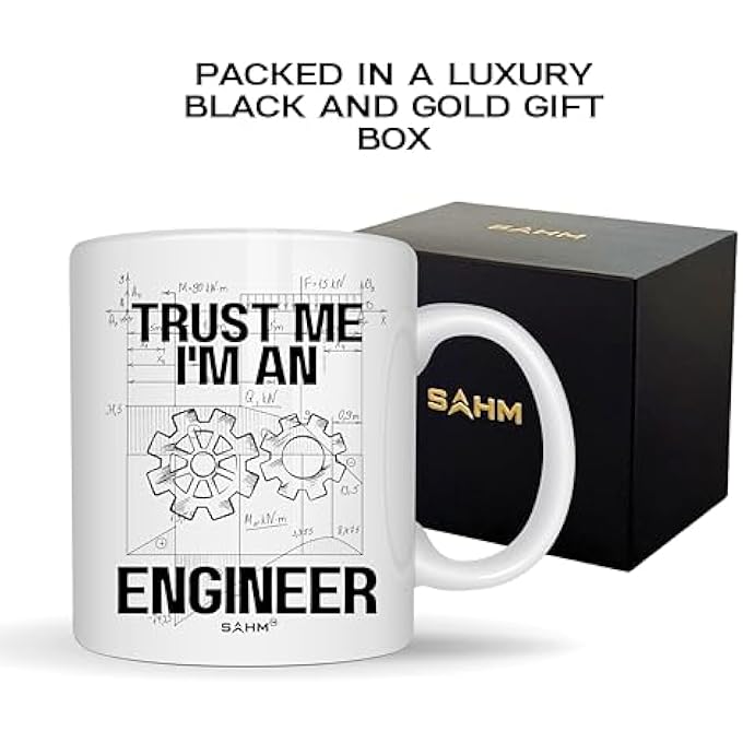 سهم كوب قهوة "مهندس مضحك" - فكرة هدية "ثق بي أنا مهندس" - كوب سيراميك سعة 11 أونصة معبأ في صندوق هدايا - Image 3