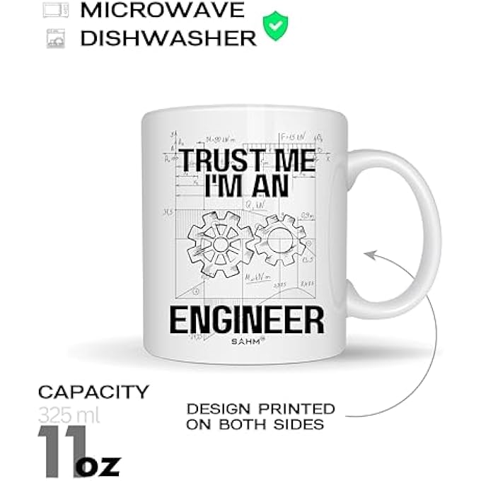 سهم كوب قهوة "مهندس مضحك" - فكرة هدية "ثق بي أنا مهندس" - كوب سيراميك سعة 11 أونصة معبأ في صندوق هدايا - Image 2