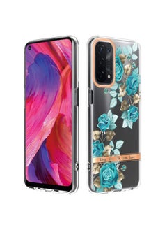HuHa Case Cover For OPPO A74 5G / A93 5G / A54 5G / A93S 5G Flowers and Plants Series IMD TPU Phone Case Blue Rose 