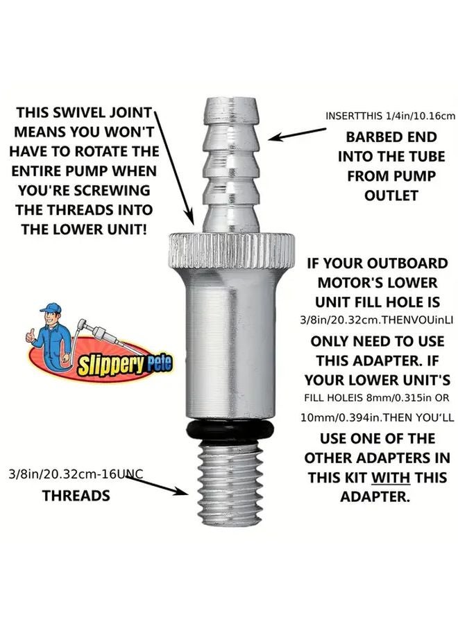 1 Set Lower Unit Gear Oil Pump With 3 8 Inch Metal Swivel 8mm 10mm Adapters For Marine Boat Outboard Motors - Image 5