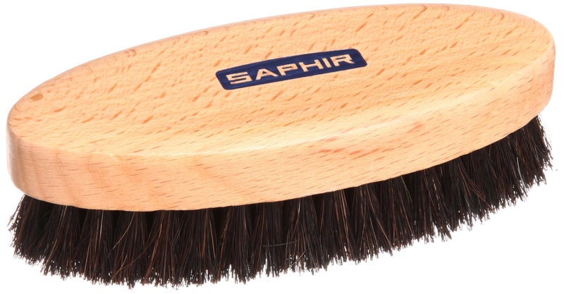 Saphir Saphir Oval Horsehair Brush - Shoe Polish - for Cleaning, Polishing & Buffing Leather Shoes - Black Bristles - 5” (13.5cm) 
