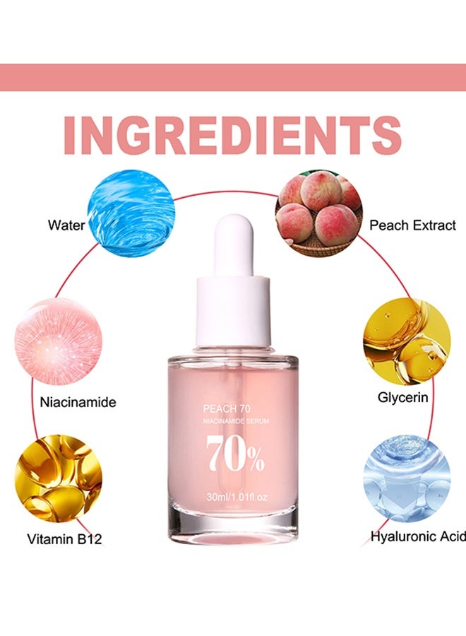 إيلهو سيروم خوخي 70٪ نياسينميد 30 مل / مصل ترطيب الوجه المقوي علاج فرط التصبغ تقليل الميلانين ديلي كلين بيوتي (1.01 أونصة سائلة) - Image 4