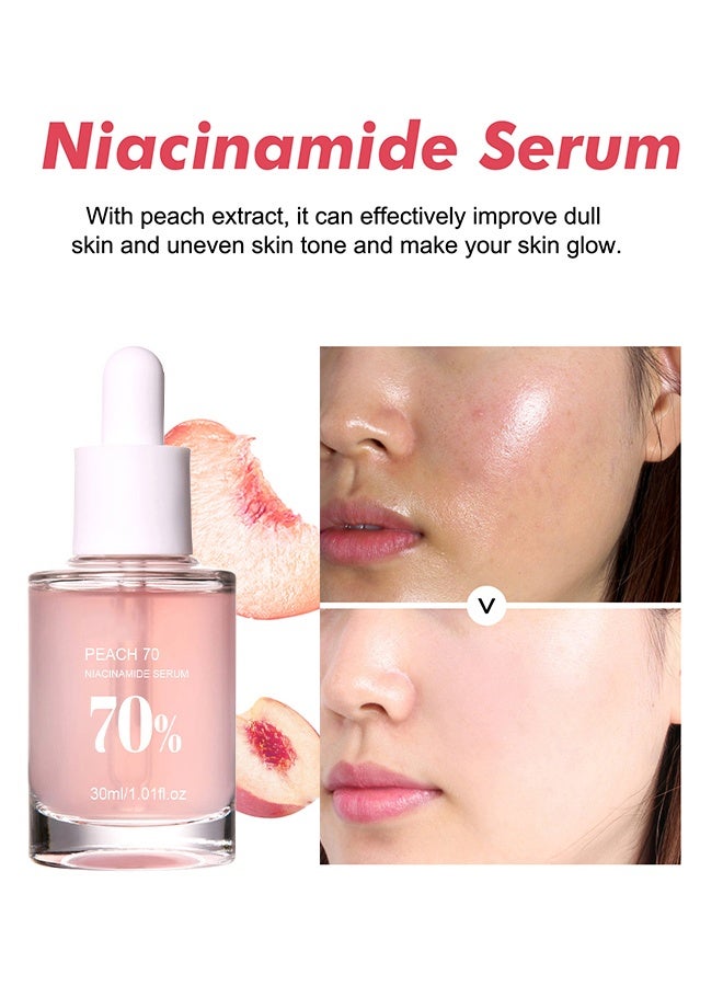 إيلهو سيروم خوخي 70٪ نياسينميد 30 مل / مصل ترطيب الوجه المقوي علاج فرط التصبغ تقليل الميلانين ديلي كلين بيوتي (1.01 أونصة سائلة) - Image 3