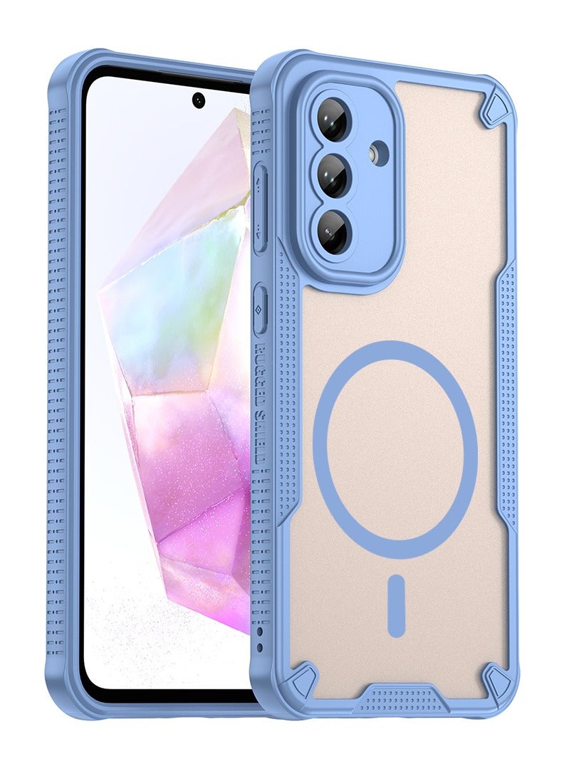 Cover For Samsung Galaxy A36 5G Armor Glaze MagSafe Magnetic Phone Case Raised edges around the screen and camera lens help prevent scratches - Blue - Image 1