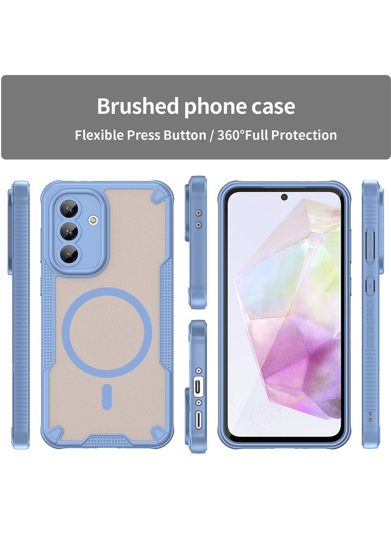 Cover For Samsung Galaxy A36 5G Armor Glaze MagSafe Magnetic Phone Case Raised edges around the screen and camera lens help prevent scratches - Blue - Image 2