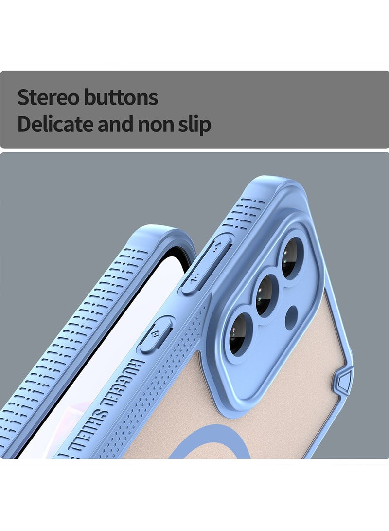 Cover For Samsung Galaxy A36 5G Armor Glaze MagSafe Magnetic Phone Case Raised edges around the screen and camera lens help prevent scratches - Blue - Image 5