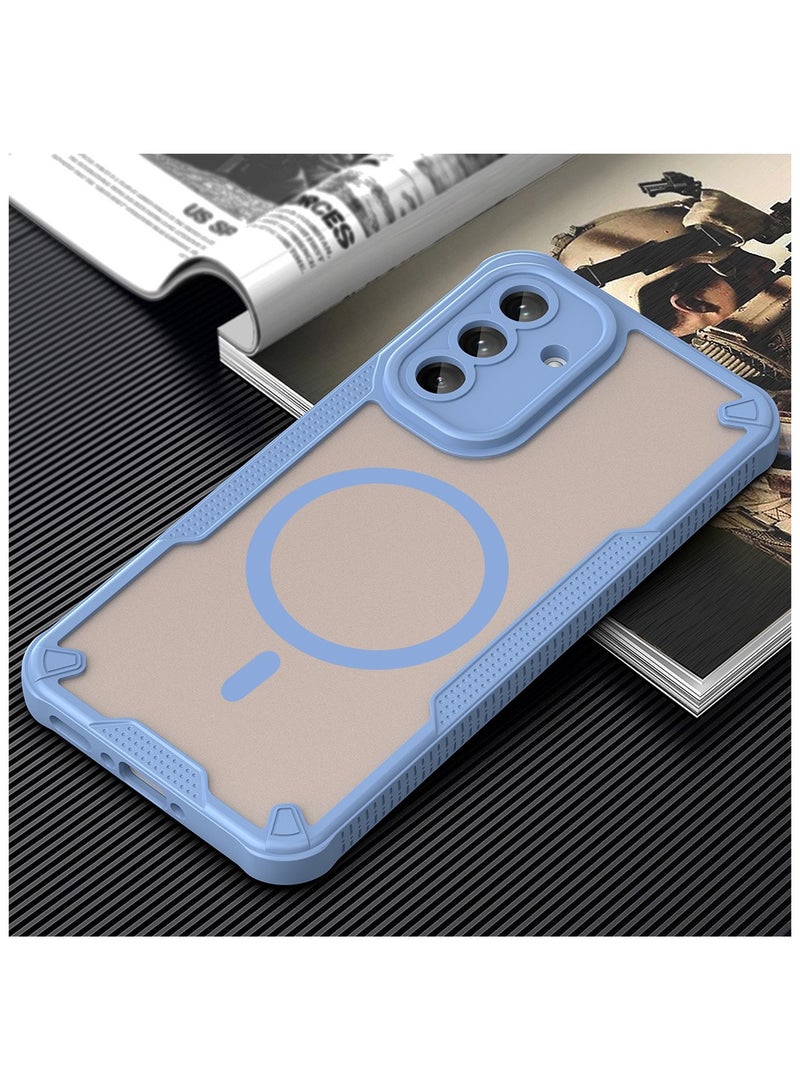Cover For Samsung Galaxy A36 5G Armor Glaze MagSafe Magnetic Phone Case Raised edges around the screen and camera lens help prevent scratches - Blue - Image 3