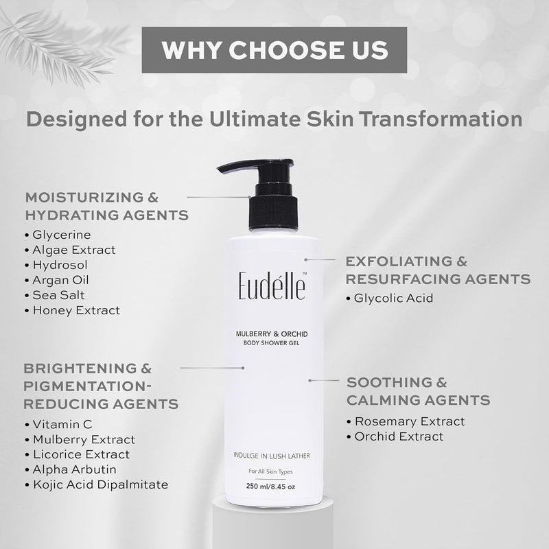 Eudelle Mulberry Orchid Hydrating Body Wash with Sabiwhite for Radiance Amino Acids Hyaluronic Acid for Skin Nourishment 4 - Image 4