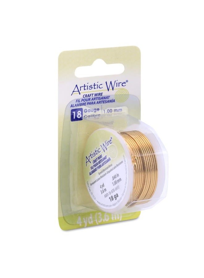 Artistic Wire 18 Gauge Tarnish Resistant Brass Craft Jewelry Wrapping Wire, Gold Color, 4 yd - Image 1