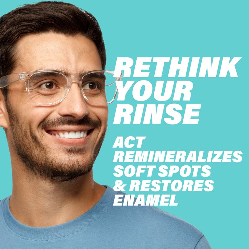 ACT Restoring Zero Alcohol Fluoride Mouthwash 33.8 fl. oz. Strengthens Tooth Enamel, Mint Burst - Image 3