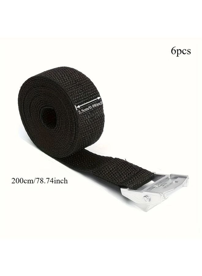 6pcs Heavy Duty Adjustable Tension Straps 200cm with Metal Locks for Cargo Securement - Image 1