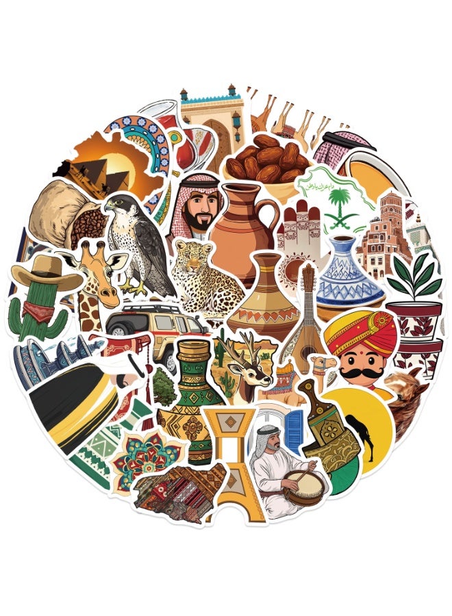 قوس قزح أورينبو ملصقات الشرق الأوسط 50 قطعة ملصقات مضحكة مقاومة للماء لمباني شهيرة لأجهزة الكمبيوتر المحمول وزجاجة الماء ولوح التزلج والأمتعة وسجل القصاصات والمصد والكمبيوتر والسيارة والدراجة والجيتار ملصقات فينيل كرتونية للبالغين والمراهقين - Image 1