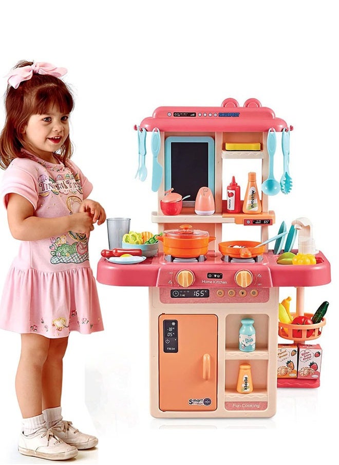 YelaJoy - Kitchen Toys Playset, Kids Play Kitchen with Realistic Lights & Sounds, Simulation of Spray, Play Sink with Running Water Steam Spray Kitchen Play Toy for Children - Image 1