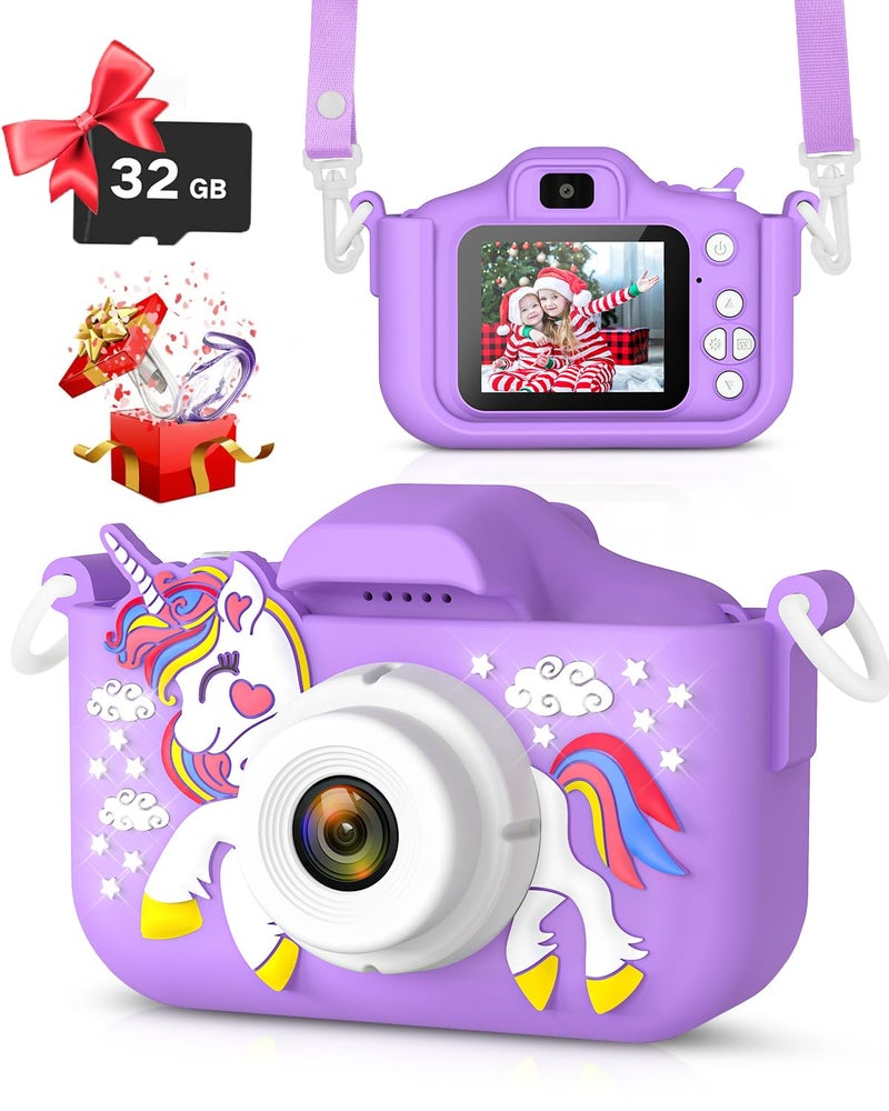 Desuccus Kids Camera Toys for 312 Year Old Girls Unicorn Camera for KidsChritmas Birthday Festival Gifts for GirlsDigital Video Camera for Toddler 32G SD Card - Image 2