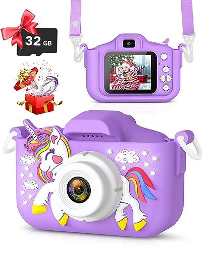 Desuccus Kids Camera Toys for 312 Year Old Girls Unicorn Camera for KidsChritmas Birthday Festival Gifts for GirlsDigital Video Camera for Toddler 32G SD Card - Image 1