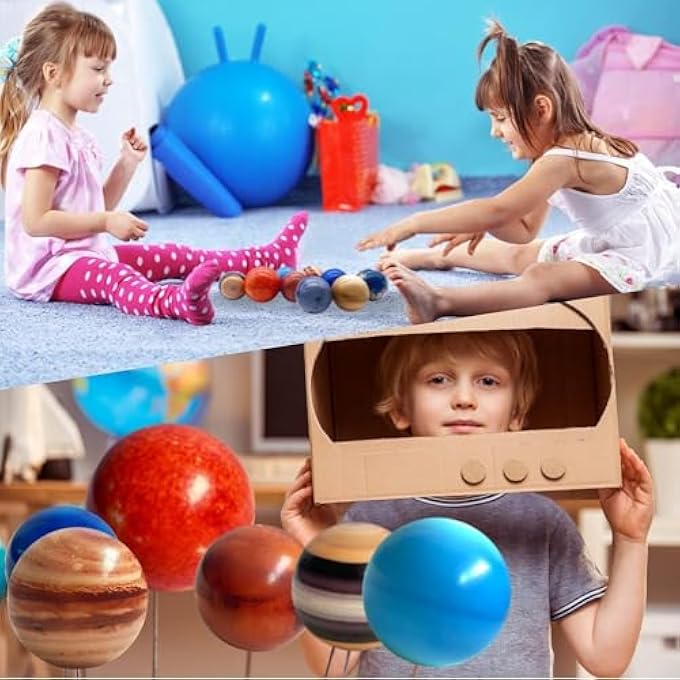 Aputue Solar System Stress Balls, 10 Pack Space Educational Toys and Stress Relief Planets Balls, Planets Stress Balls with Corresponding Names, Suitable for Party Game Favors Birthday Gift - Image 2