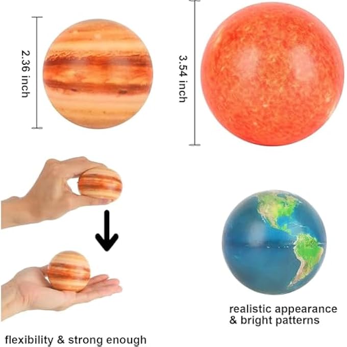 Aputue Solar System Stress Balls, 10 Pack Space Educational Toys and Stress Relief Planets Balls, Planets Stress Balls with Corresponding Names, Suitable for Party Game Favors Birthday Gift - Image 5