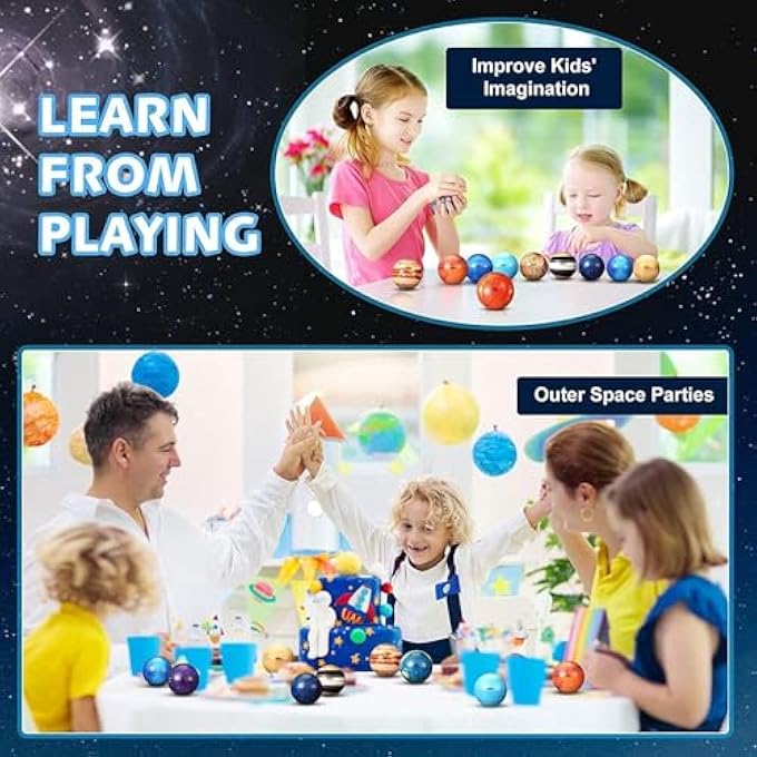 Aputue Solar System Stress Balls, 10 Pack Space Educational Toys and Stress Relief Planets Balls, Planets Stress Balls with Corresponding Names, Suitable for Party Game Favors Birthday Gift - Image 3