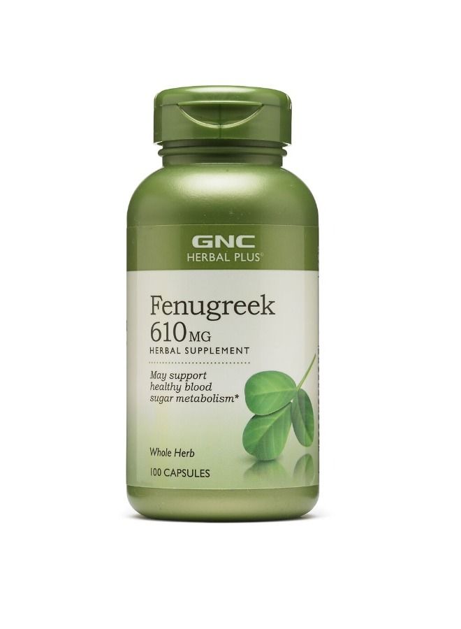 جي إن سي مكمل غذائي أوراق الحلبة من هيربل بلس 610 ميليغرام - 100 كبسولة - Image 1