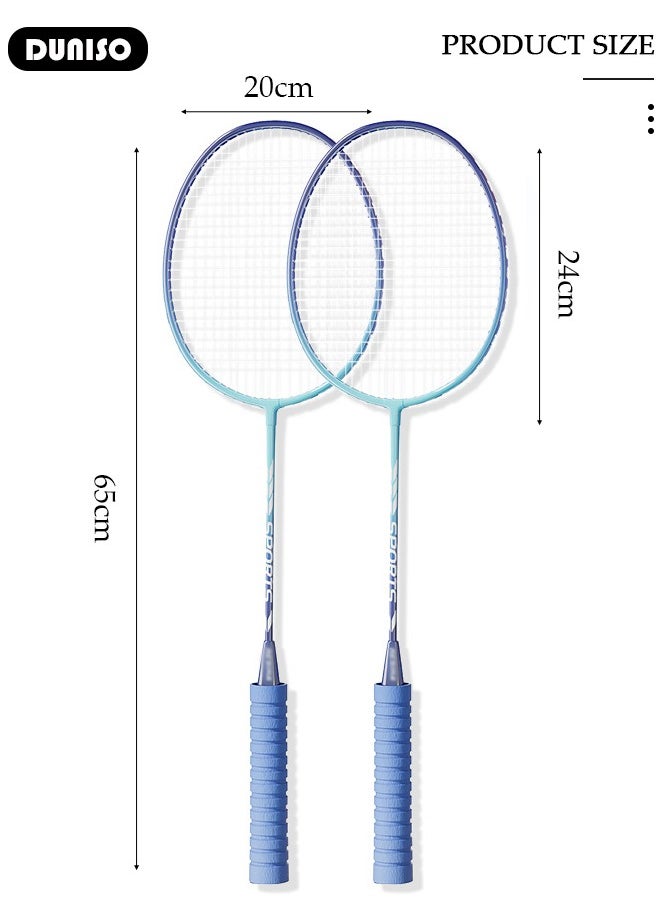 DUNISO - Badminton Rackets Set 2 Player, Premium Lightweight & Durable, Ferroalloy Badminton Rackets Set with 3 Shuttlecocks, 2 Replacement Grip Straps & 1 Carrying Bag for Beginners Outdoor Backyard Games, Daily Play and Training - Image 1