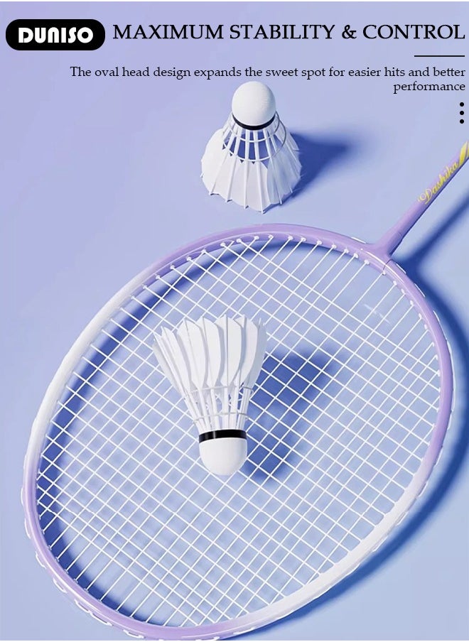 DUNISO - Badminton Rackets Set 2 Player, Premium Lightweight & Durable, Ferroalloy Badminton Rackets Set with 3 Shuttlecocks, 2 Replacement Grip Straps & 1 Carrying Bag for Beginners Outdoor Backyard Games, Daily Play and Training - Image 1