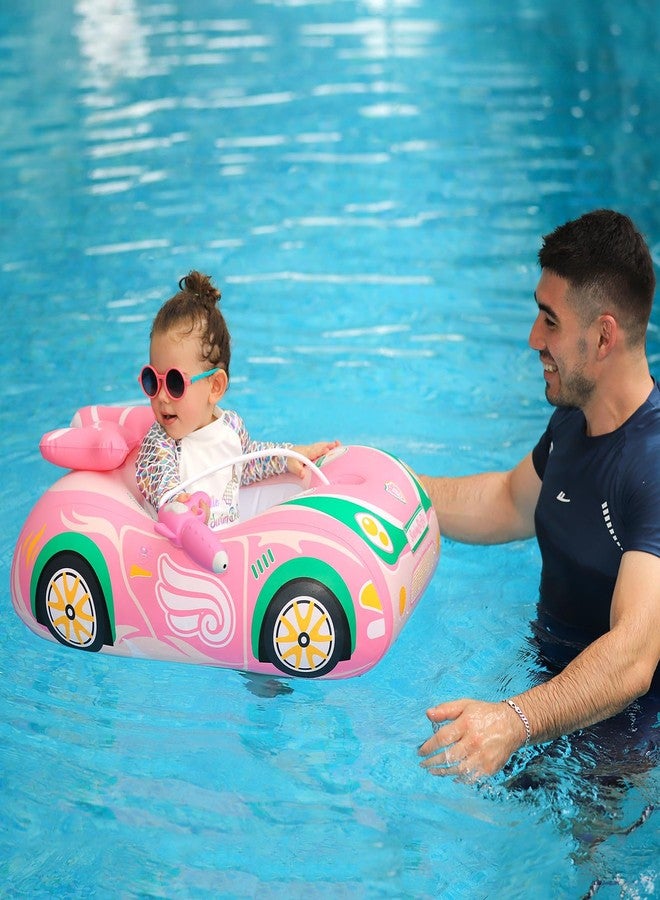 Swimbobo Toddler Pool Float Inflatable Car Baby Swim Float with Adjustable Sun Canopy and Safety Seat Pool Toys for Kids 3+ Years Old(Pink Green Car) - Image 5