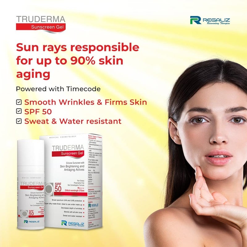 Regaliz Truderma Silicone Sunscreen For All Skin Type Gel Spf 50  Skin Brightening  AntiAging  Broad Spectrum Uva  Uvb Protection  Pack of 2 - Image 2