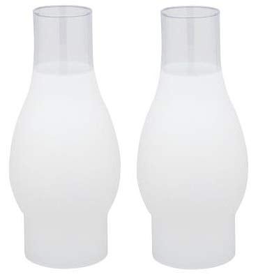 Ciata Oil Lamp, Glass, Victorian Hurricane Chimney Lamp Globe Replacement, 8-1/2 Inch Handblown Frosted Glass Chimney Lamp Shade with 3 Inch Fitter and 4 Inch Bulge - 2 Pack - Image 1